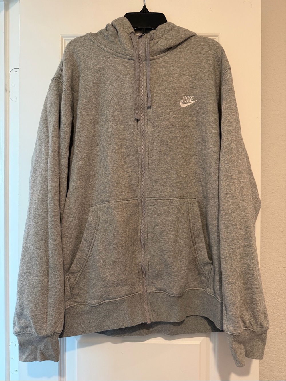 Nike Men’s XL Gray Full Zip Fleece Hoodie Embroidered Swoosh
